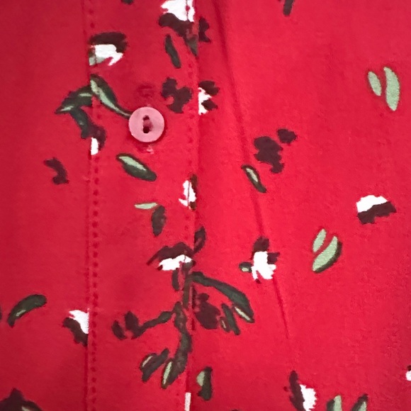 Banana Republic Red Floral Long Sleeve Dress - Picture 2 of 5